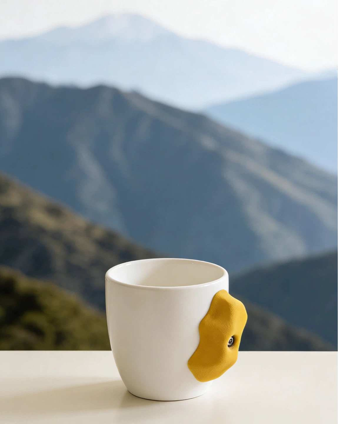 White Ceramic Mug with Yellow Climbing Hold Handle - photo 4