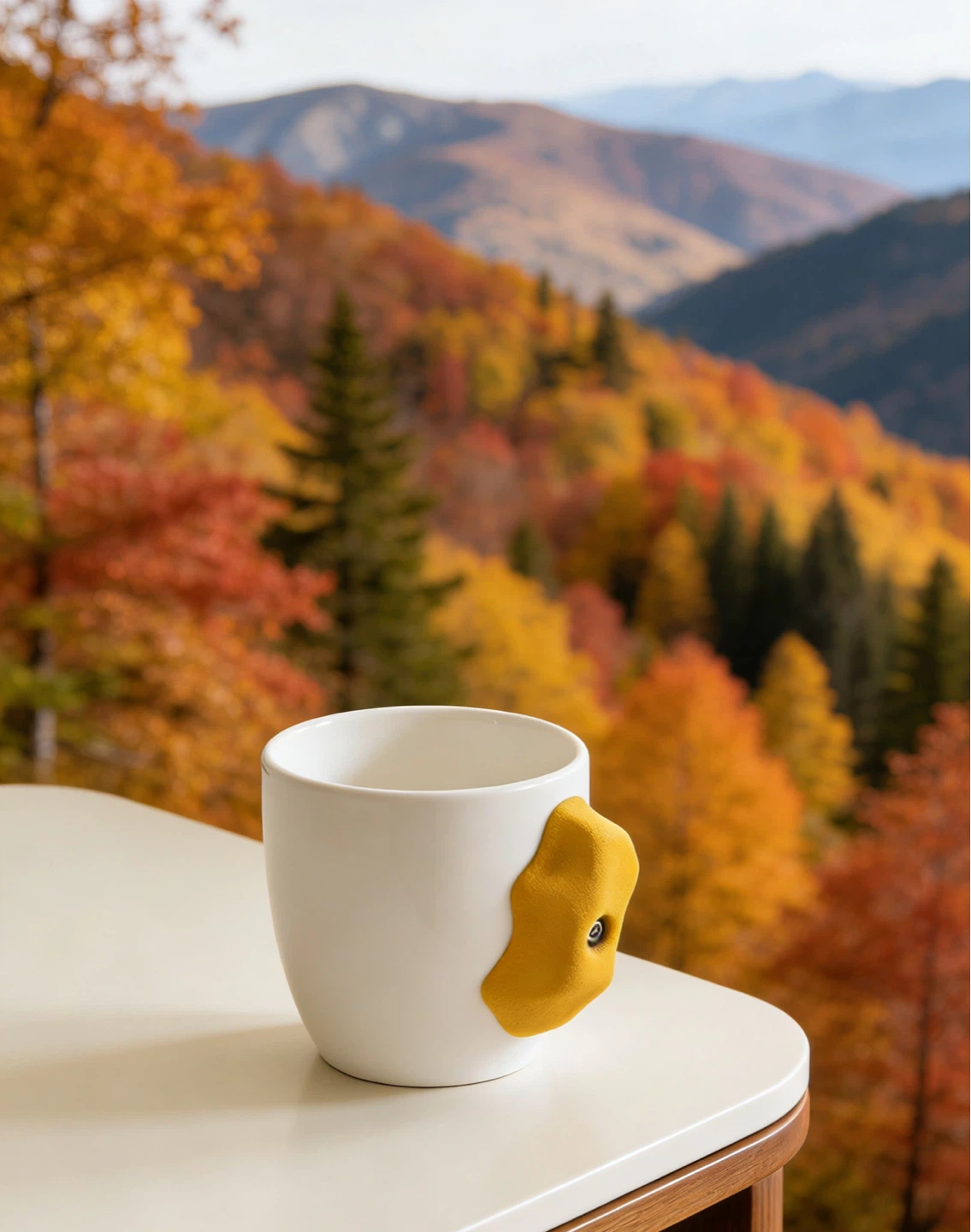 White Ceramic Mug with Yellow Climbing Hold Handle - photo 5