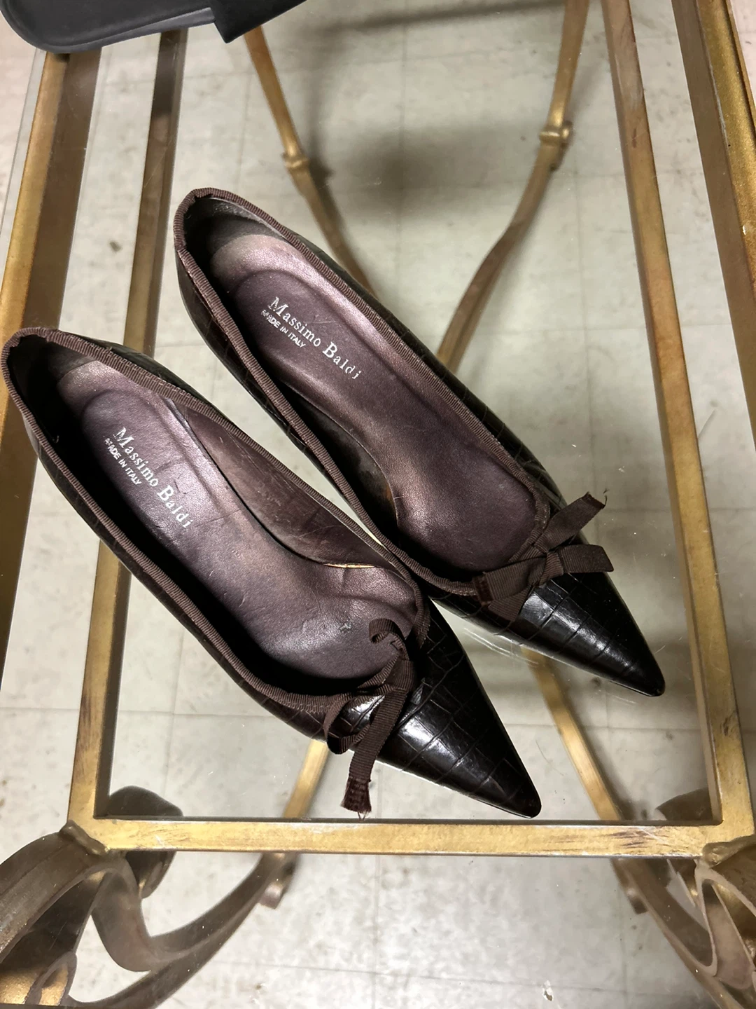 Massimo Baldini Women's Brown Crocodile Print Heels Size 8.5