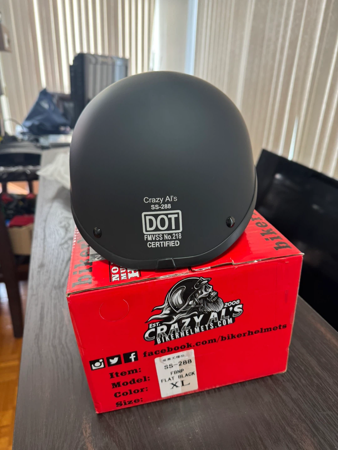 Crazy Al's SS-28B Flat Black DOT Motorcycle Helmet XL - photo 2