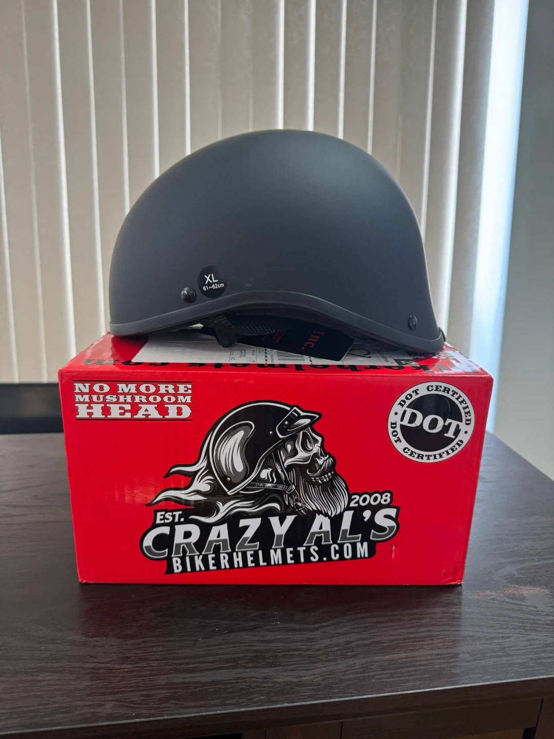Crazy Al's SS-28B Flat Black DOT Motorcycle Helmet XL