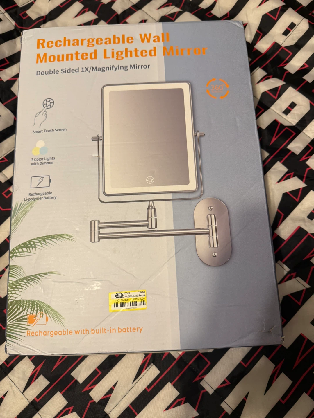 Rechargeable Wall Mounted Lighted Makeup Vanity Mirror