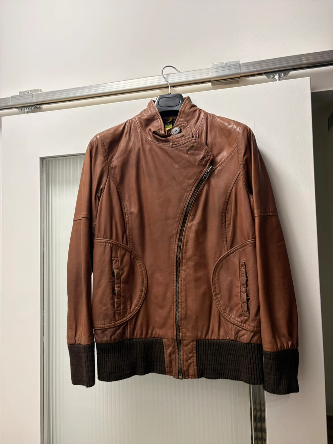 Soia & Kyo Brown Leather Moto Jacket