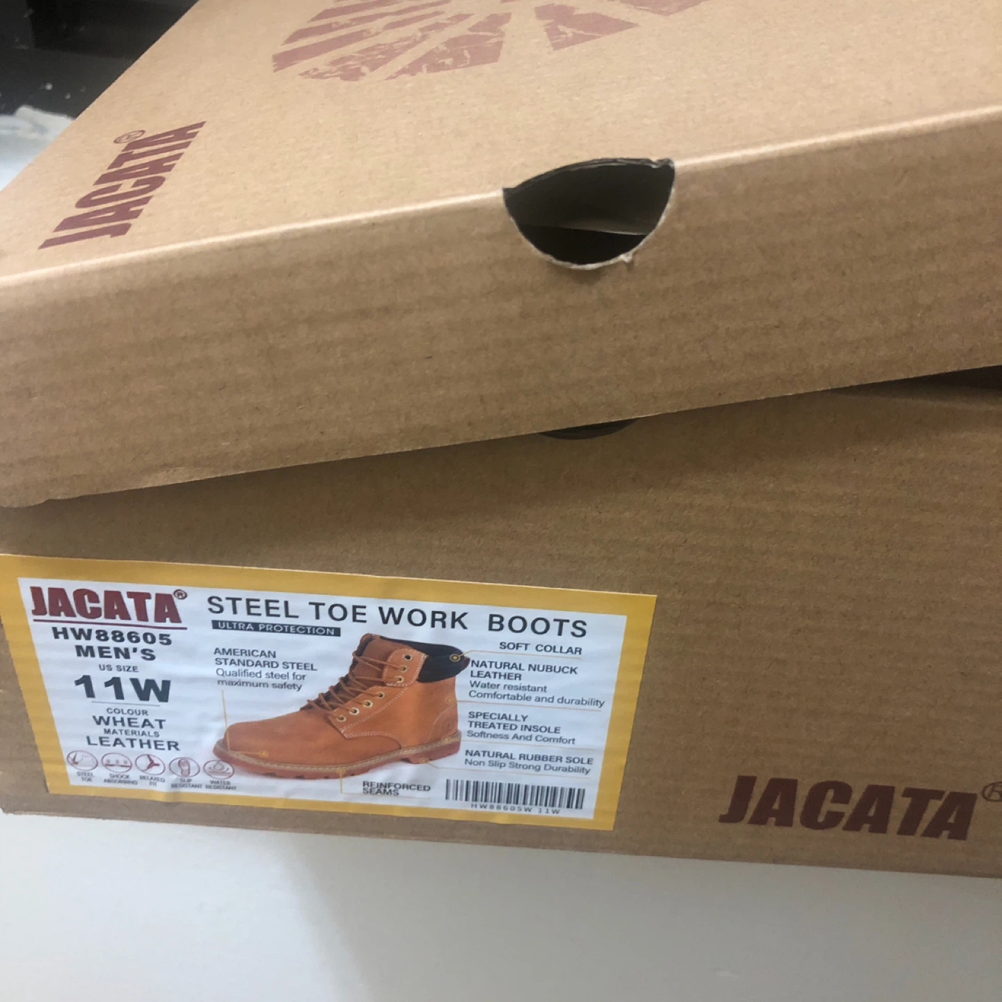 Jacata Steel Toe Work Boots  Men's Size 11W Wheat Nubuck Leather - photo 2