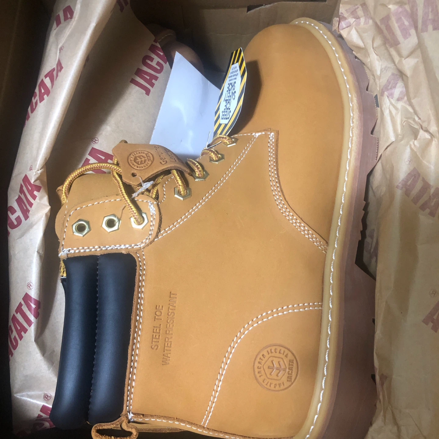 Jacata Steel Toe Work Boots  Men's Size 11W Wheat Nubuck Leather