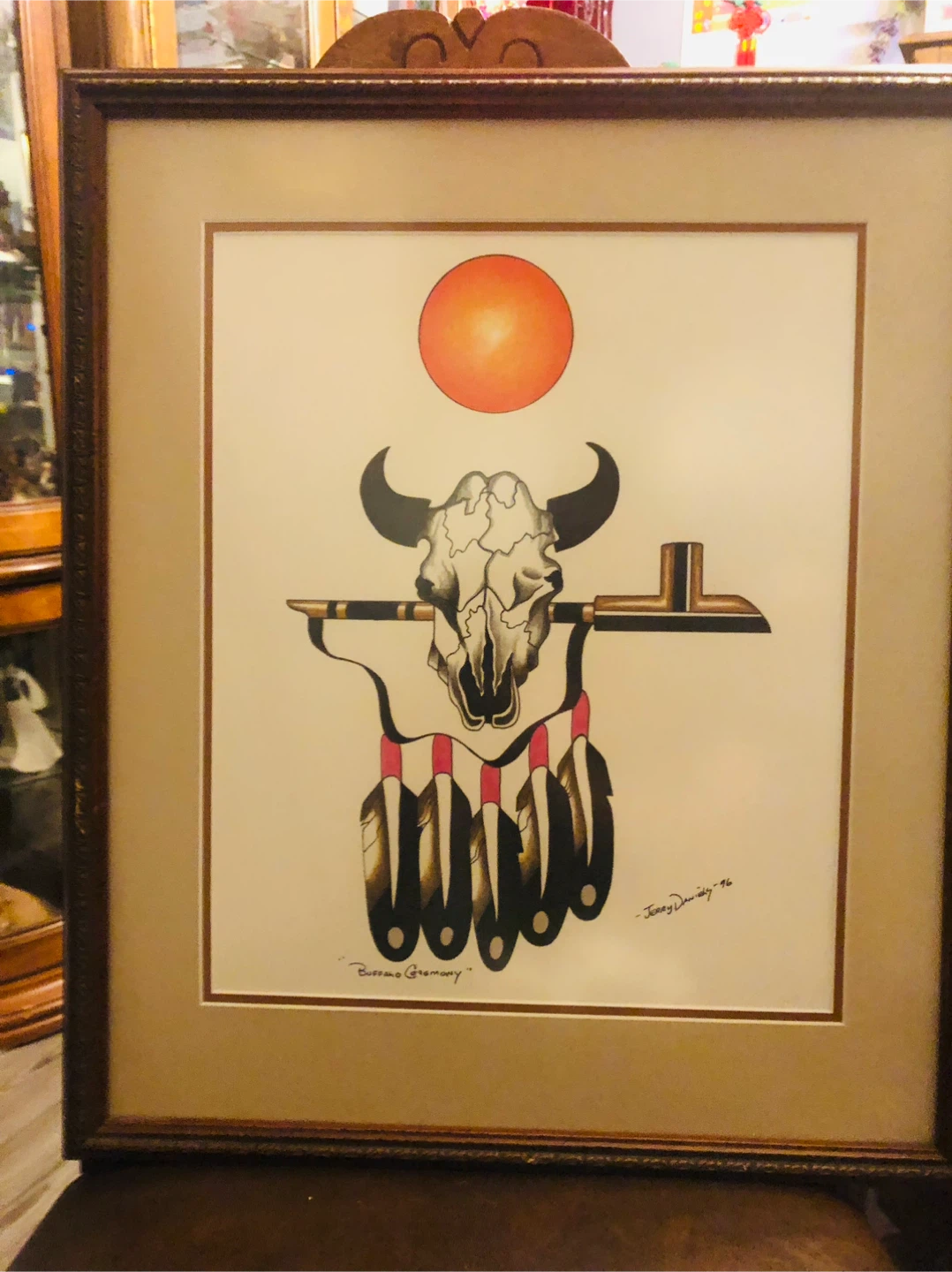Framed "Buffalo Ceremony" Art by Jerry Daniels'96