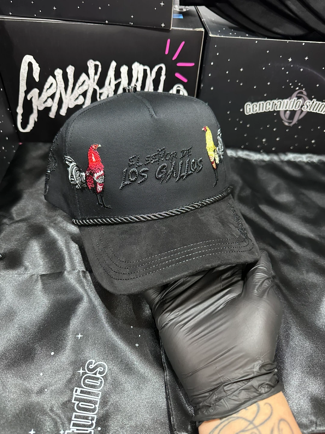 Generando Studios Black Embroidered Trucker Hat