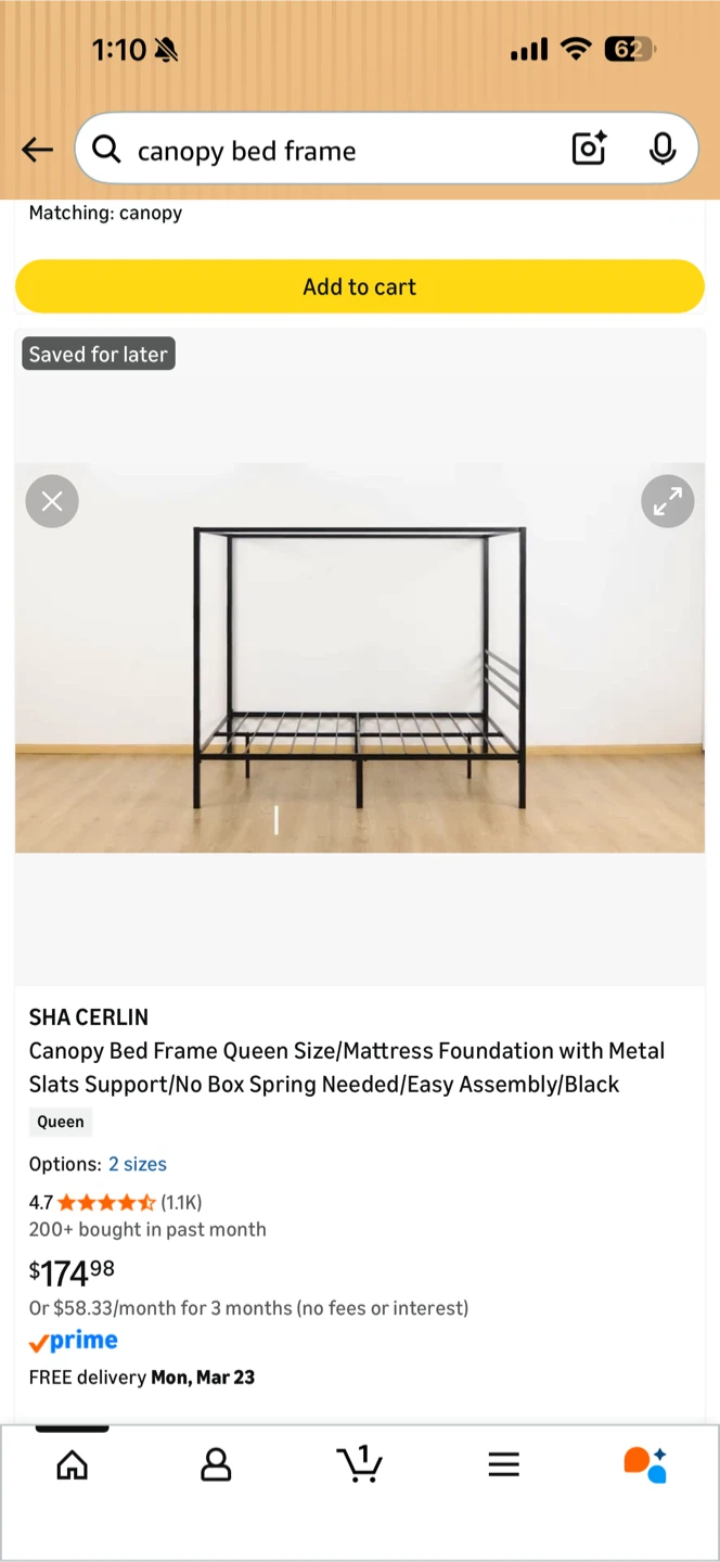 Queen Metal Canopy Bed Frame - photo 2