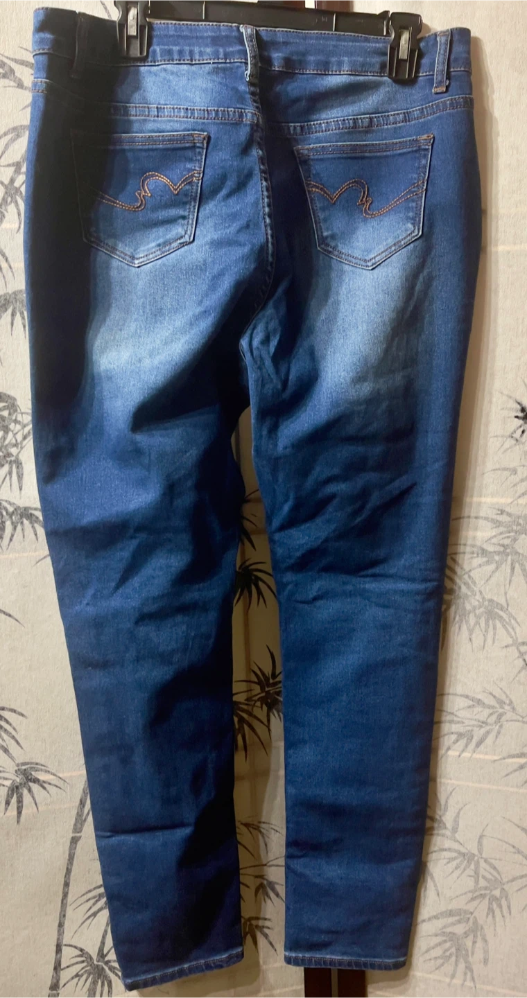Blue Distressed Denim Jeans Size 17 - photo 4