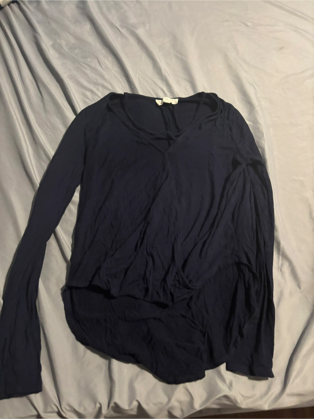 Pink Rose Navy Blue Long Sleeve Top