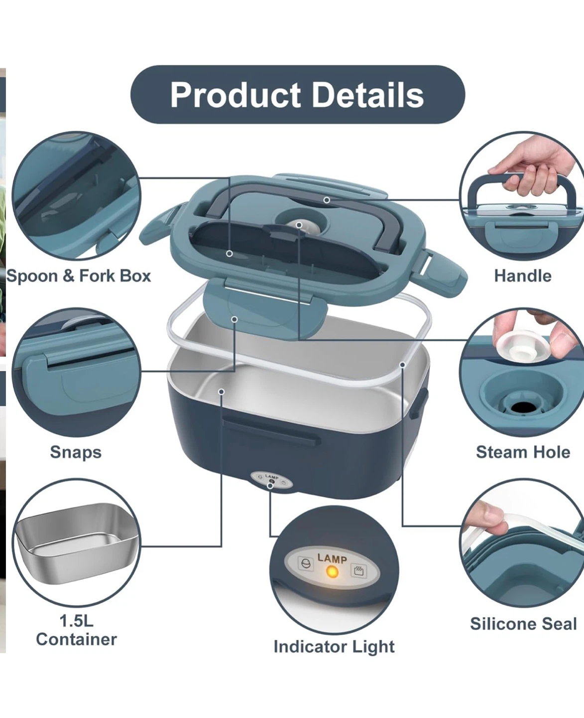 Electric Lunch Box 1.5L Portable Food Warmer
