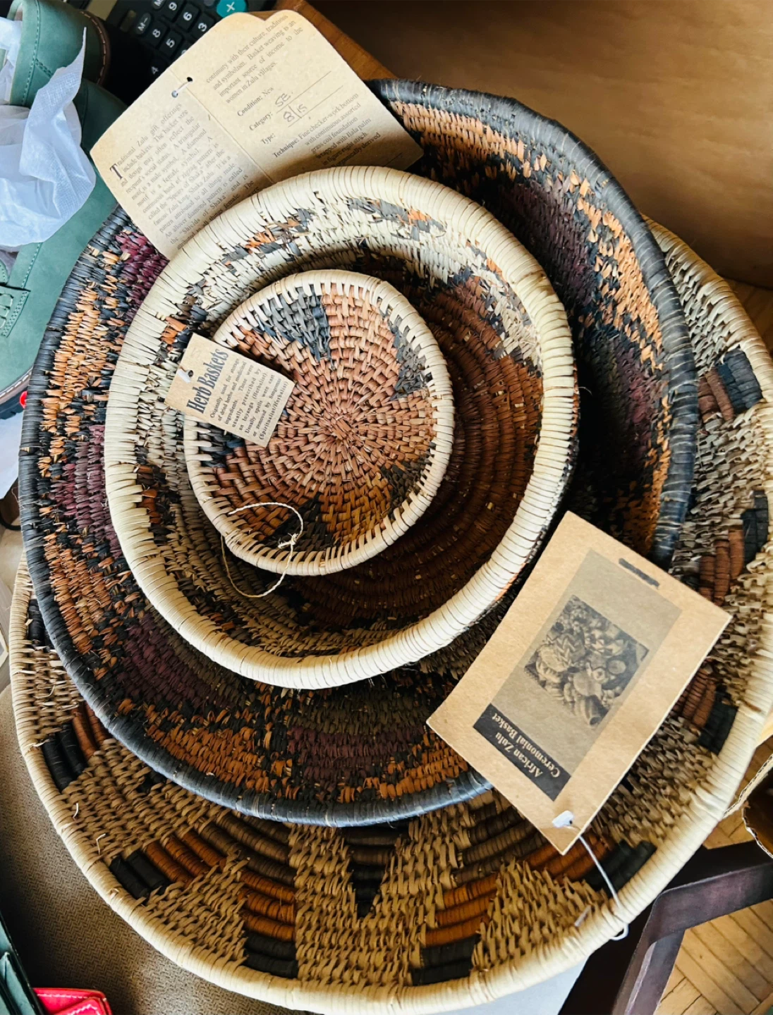 🥕Set of 4 Woven African Baskets - photo 2