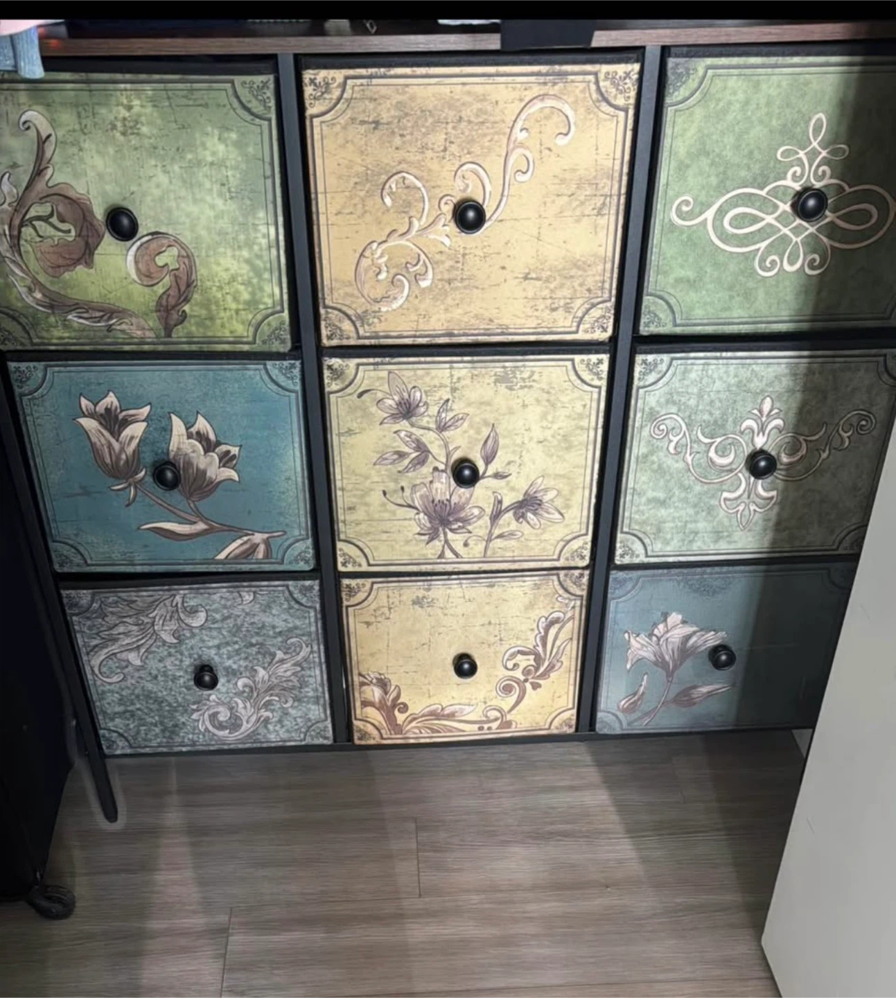 9-Drawer Storage Cabinet with Decorative Fronts