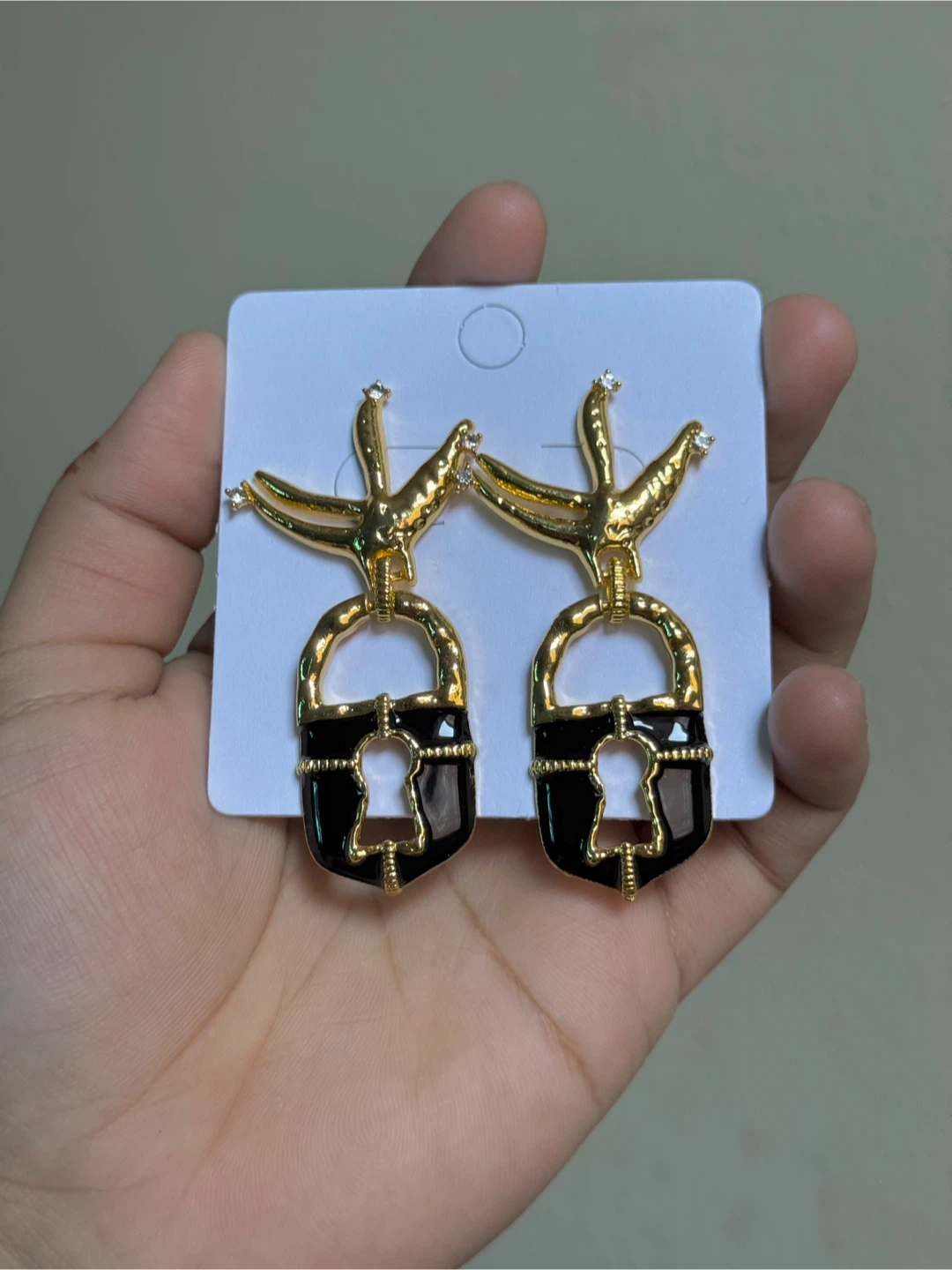 Schiaparelli Inspired Gold and Black Statement Earrings - photo 3