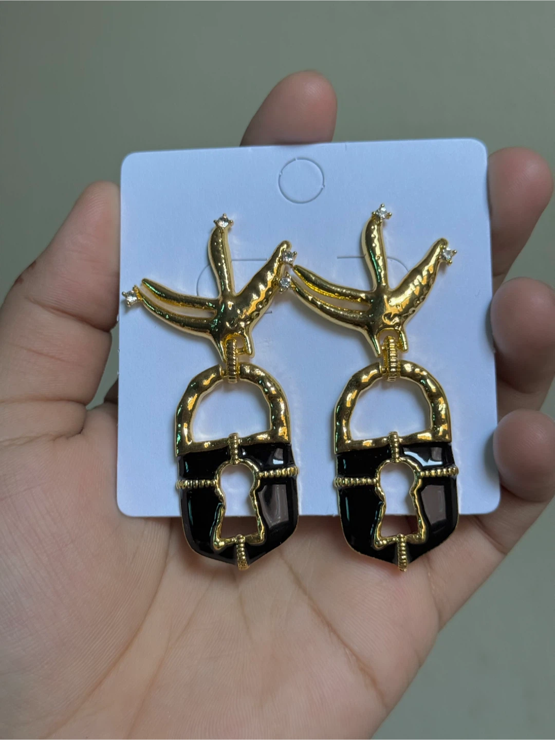 Schiaparelli Inspired Gold and Black Statement Earrings - photo 4