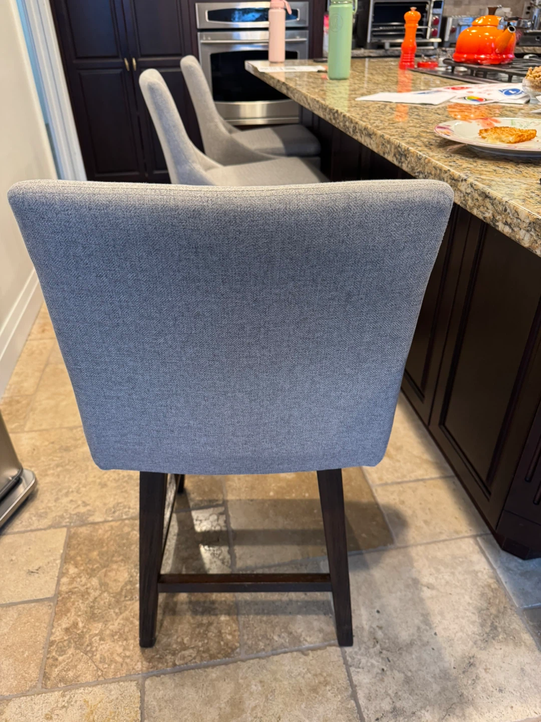 Set of 4 Light Gray Upholstered Countertop/Bar Stools(Swivel) - photo 2