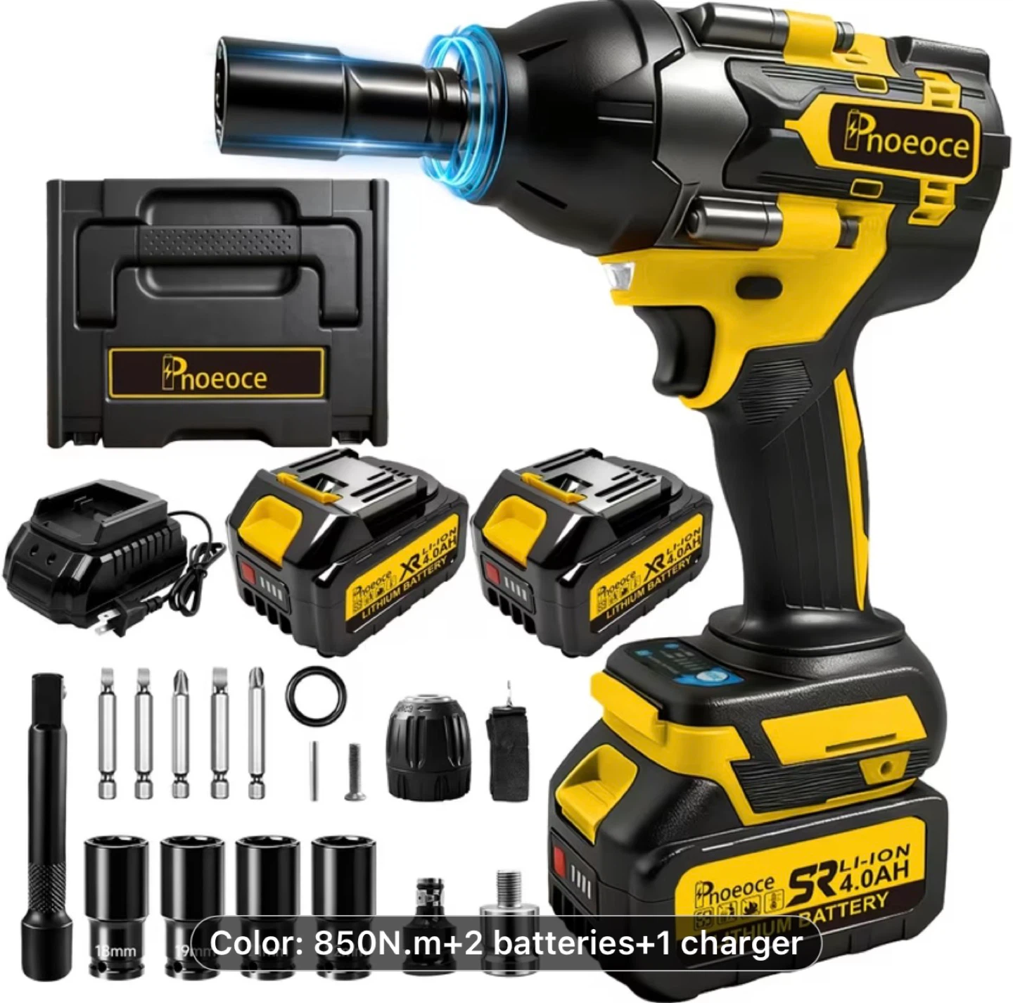 1/2" 20V Brushless Cordless Impact Wrench Kit, 850N.M - photo 2