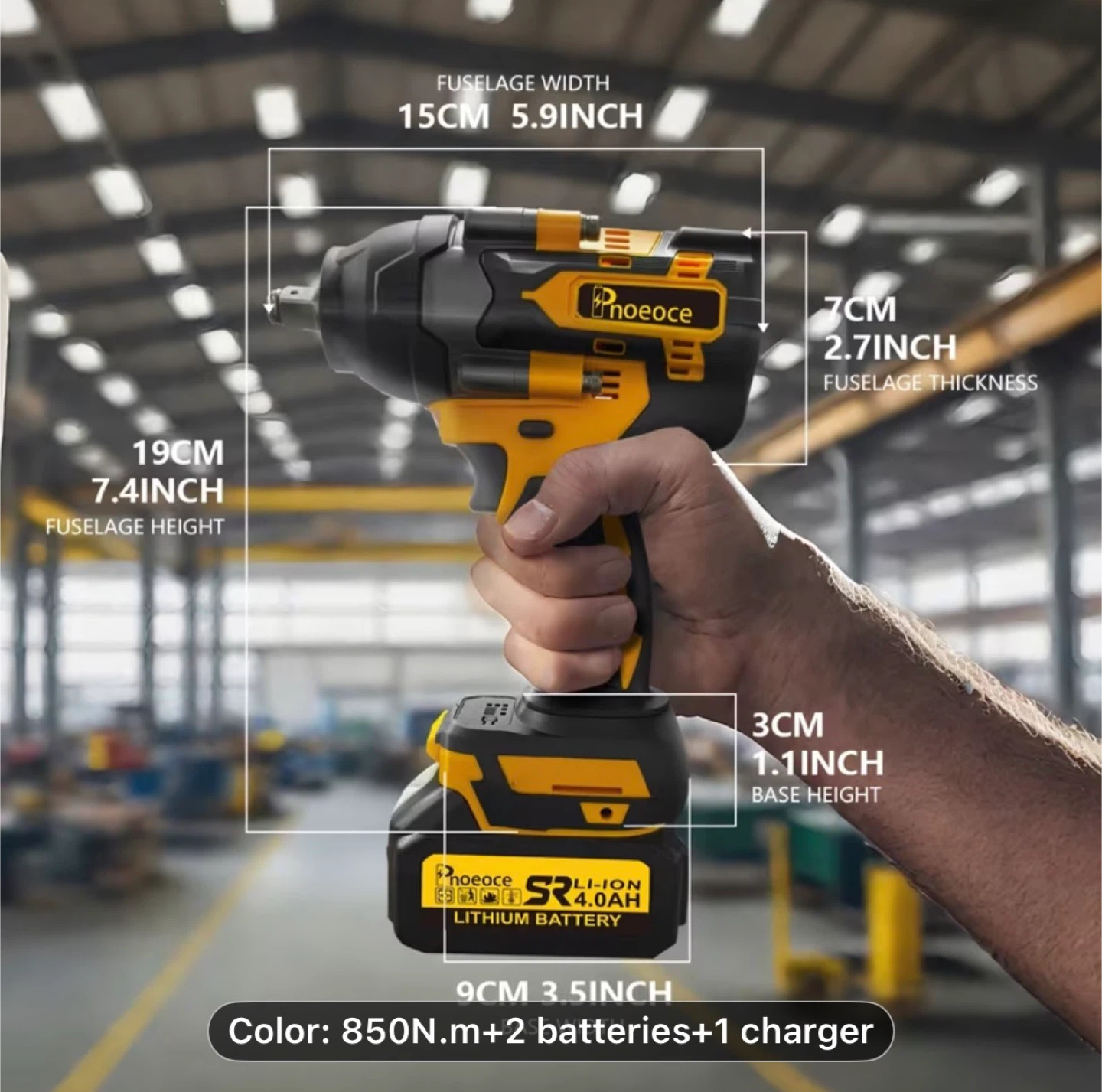 1/2" 20V Brushless Cordless Impact Wrench Kit, 850N.M - photo 3