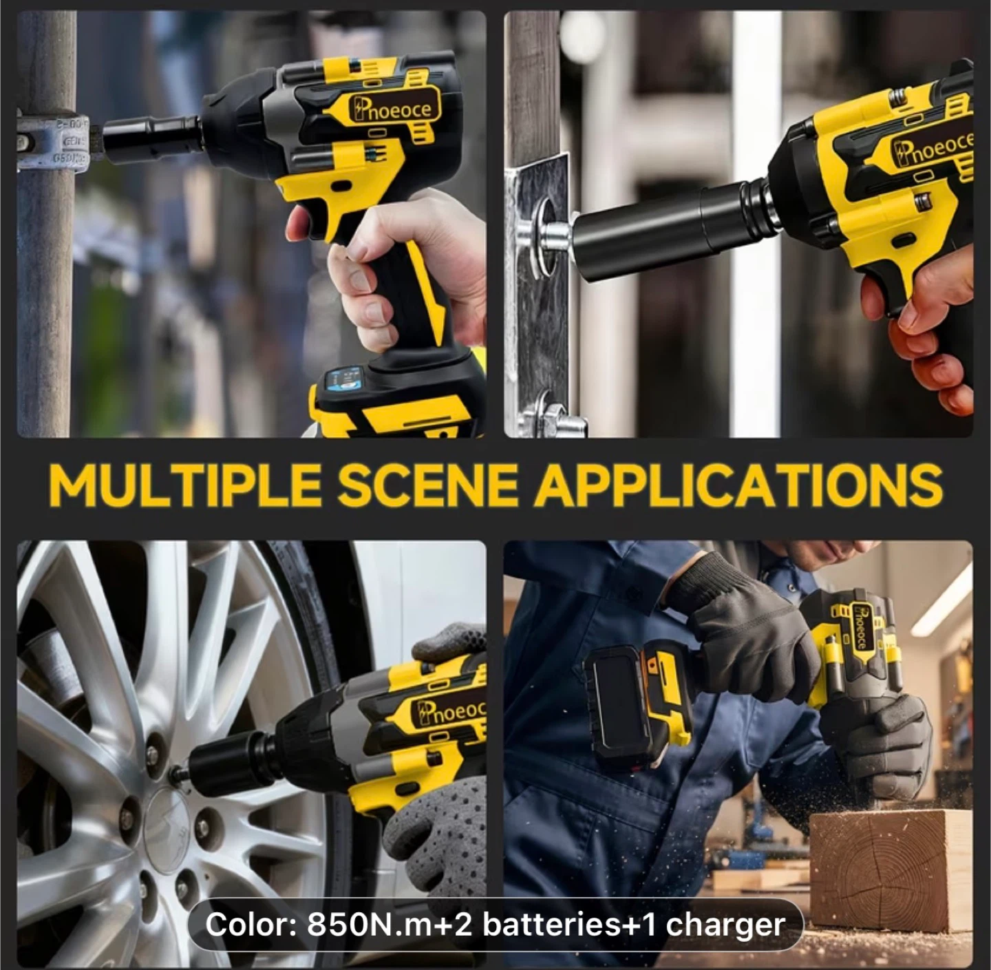 1/2" 20V Brushless Cordless Impact Wrench Kit, 850N.M - photo 4