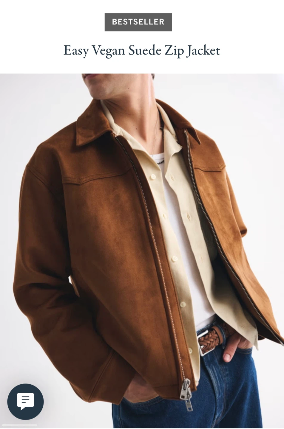 Abercrombie & Fitch Men’s Easy Vegan Suede Zip Jacket