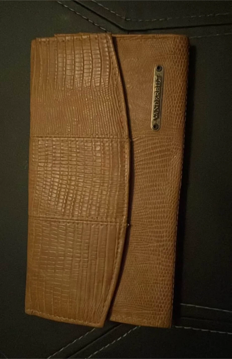 Vanderbilt Brown Faux Leather Lizard Embossed Wallet