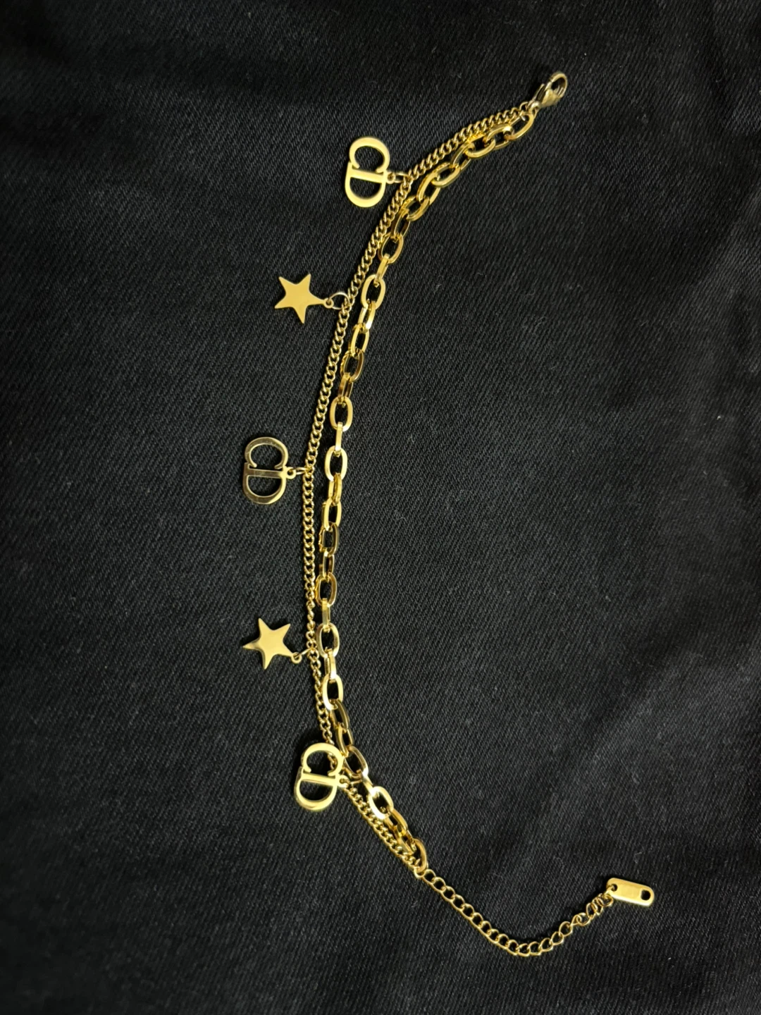 Gold Tone CD Star Charm Bracelet