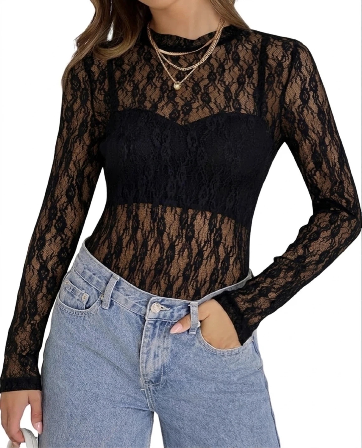 KISSMODA Womens Mesh Long Sleeve Top - BN