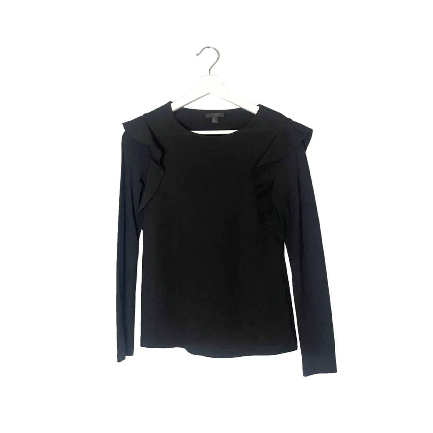 COS Black Ruffle Long-Sleeve Shirt Size XS