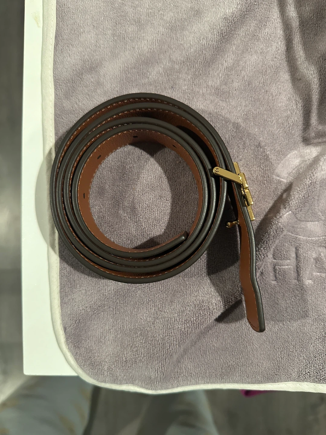 Tory Burch Black Leather Belt with Gold Logo Buckle - photo 3