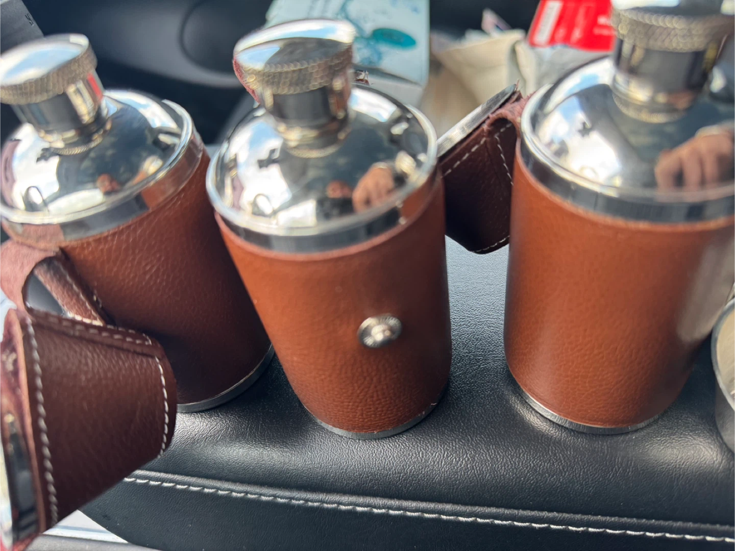 Set of 3 Danier Stainless Steel Flasks with Genuine Leather - photo 5