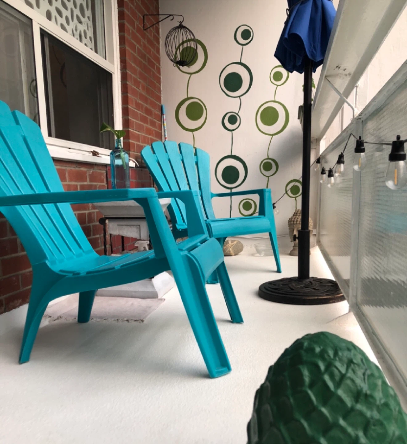 Teal Adirondack Chairs with Cushions