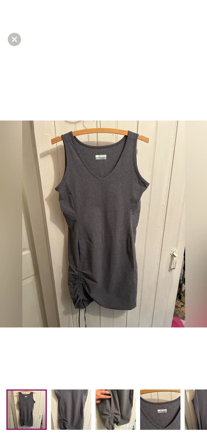 Columbia Grey V-Neck Tank Dress with Ruched Side