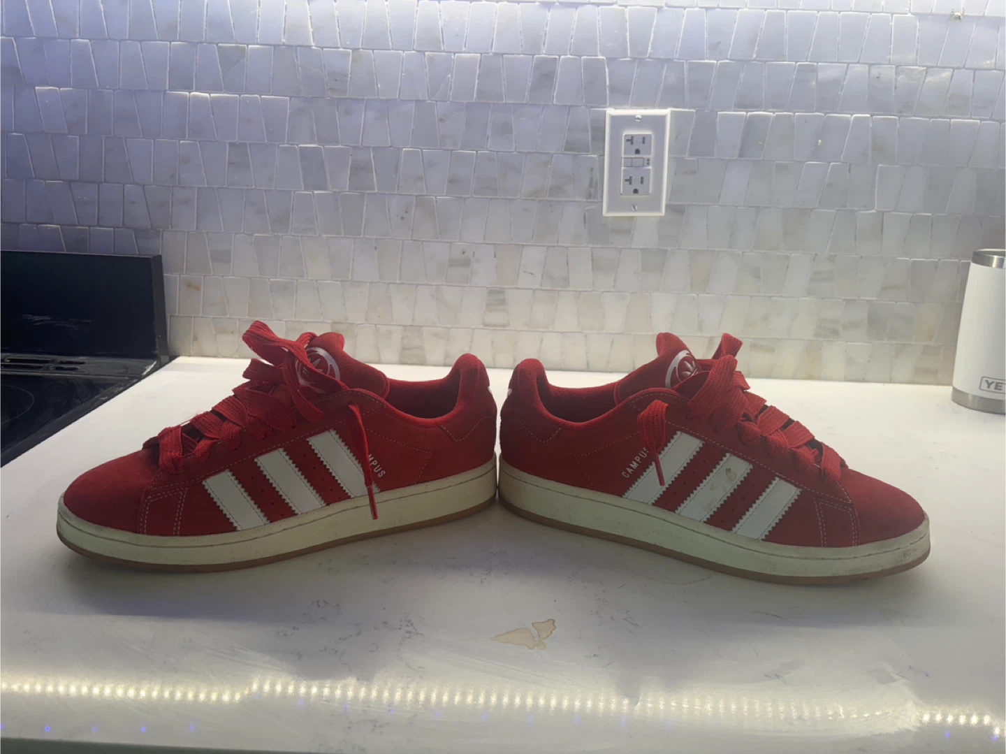 Adidas campus red suede sneakers