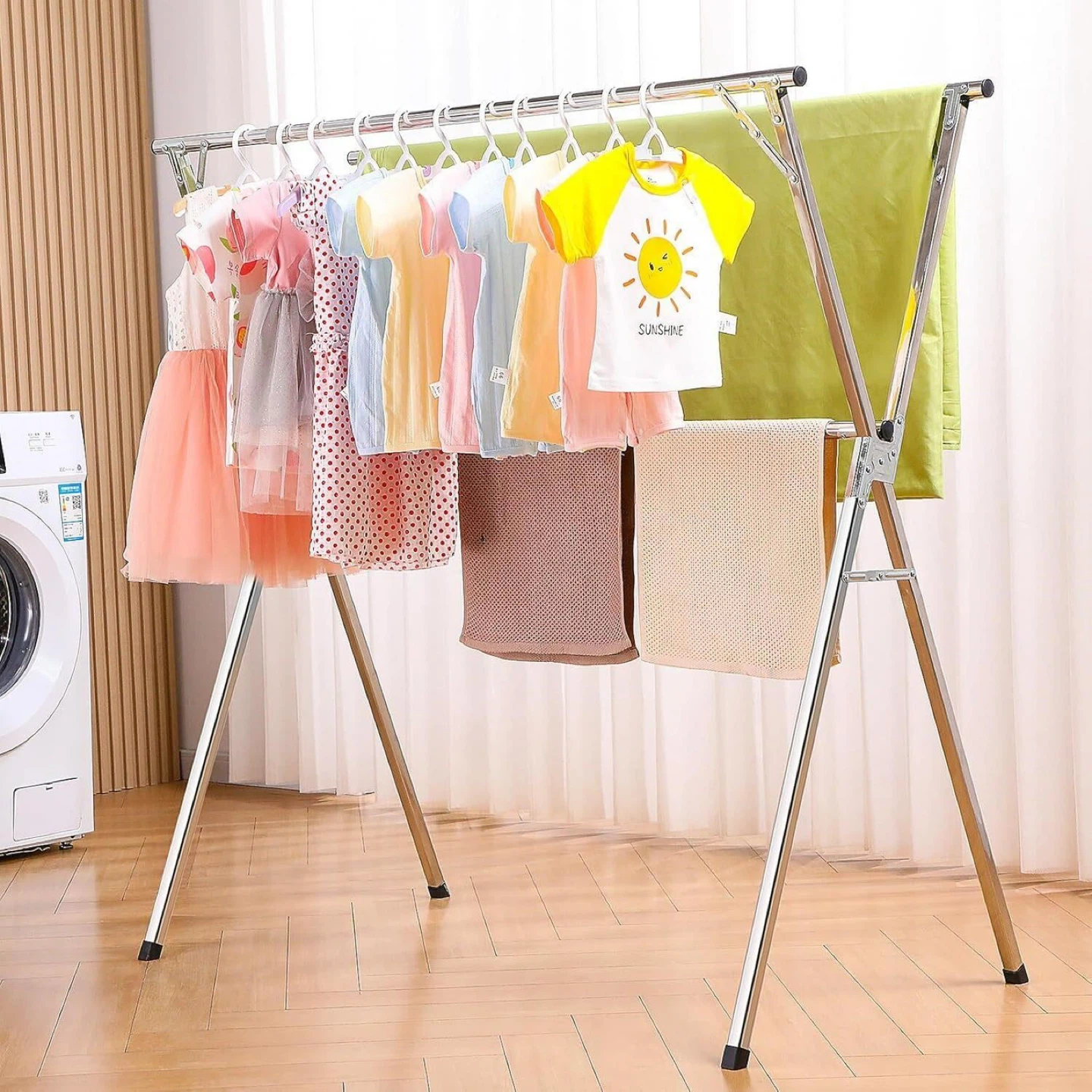 funest Clothes Drying Rack, 79 Inches Adjustable & Foldable