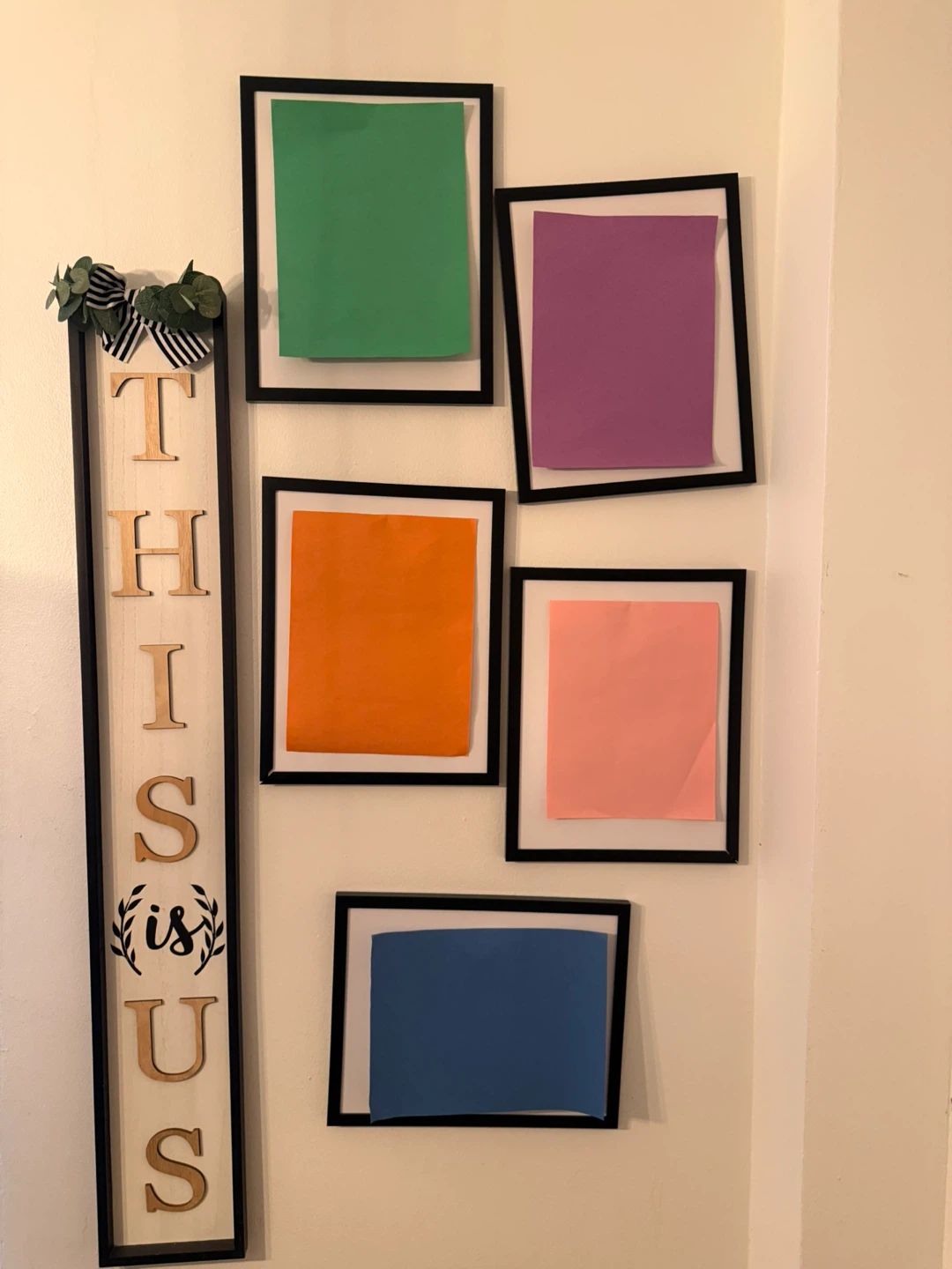 Decorative Wood "THIS IS US" Sign with 5 Photo Frames