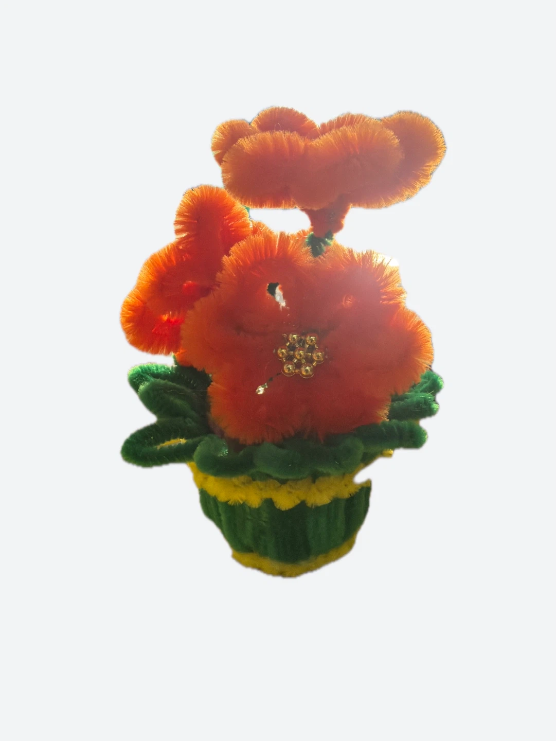 Orange Pipe Cleaner Flowers in Pot