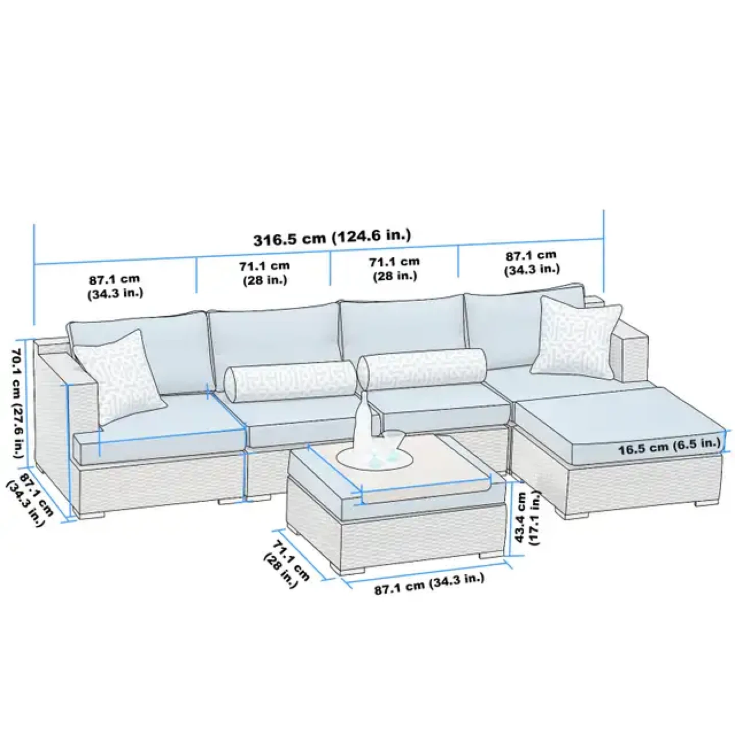 Niko 6-piece Patio Sectional Conversation Set - photo 2