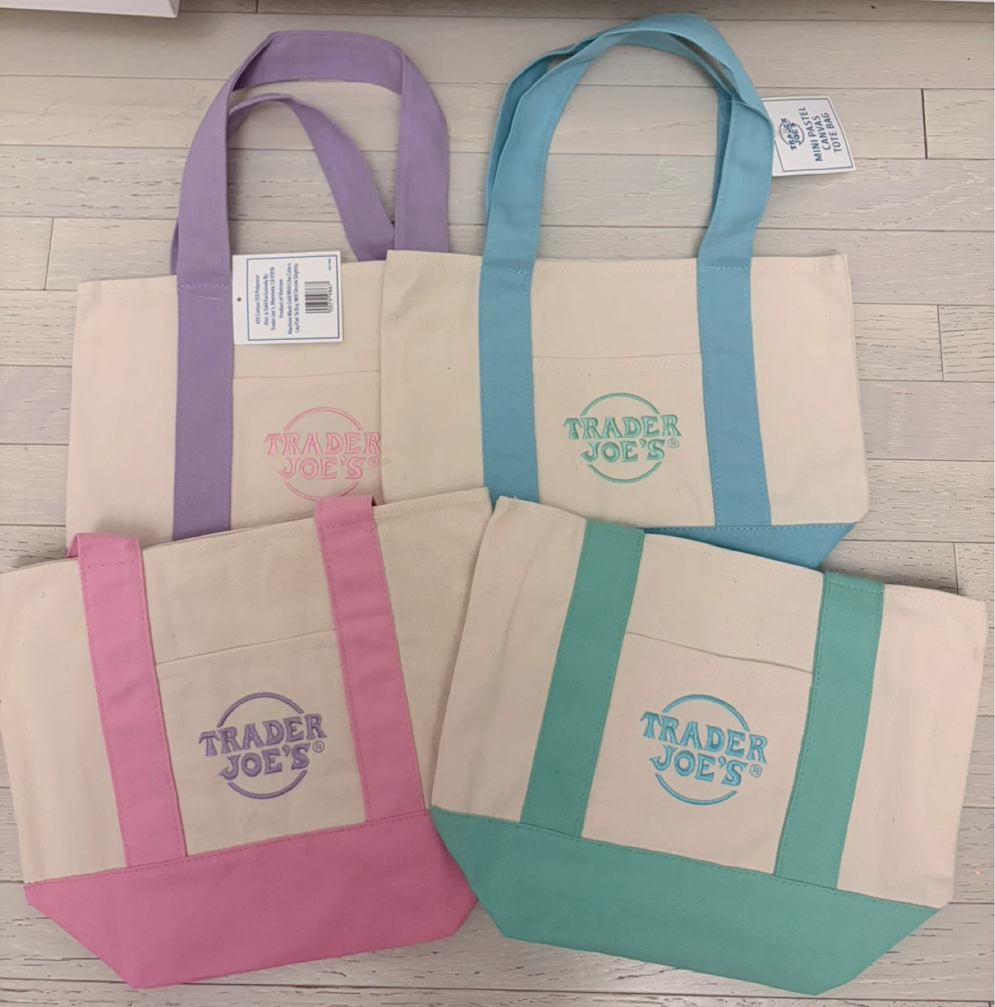 Trader Joe's Mini Pastel Canvas Tote Bags