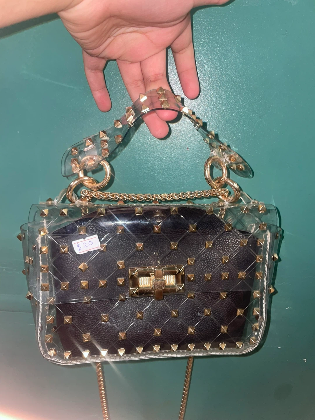 Clear Studded Crossbody Bag with Black Insert - photo 4
