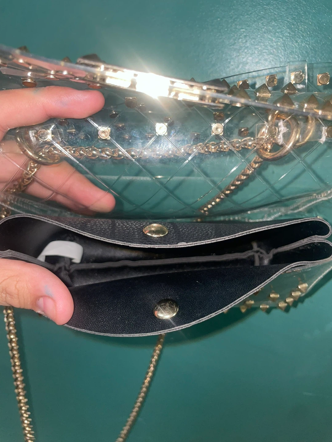 Clear Studded Crossbody Bag with Black Insert - photo 5