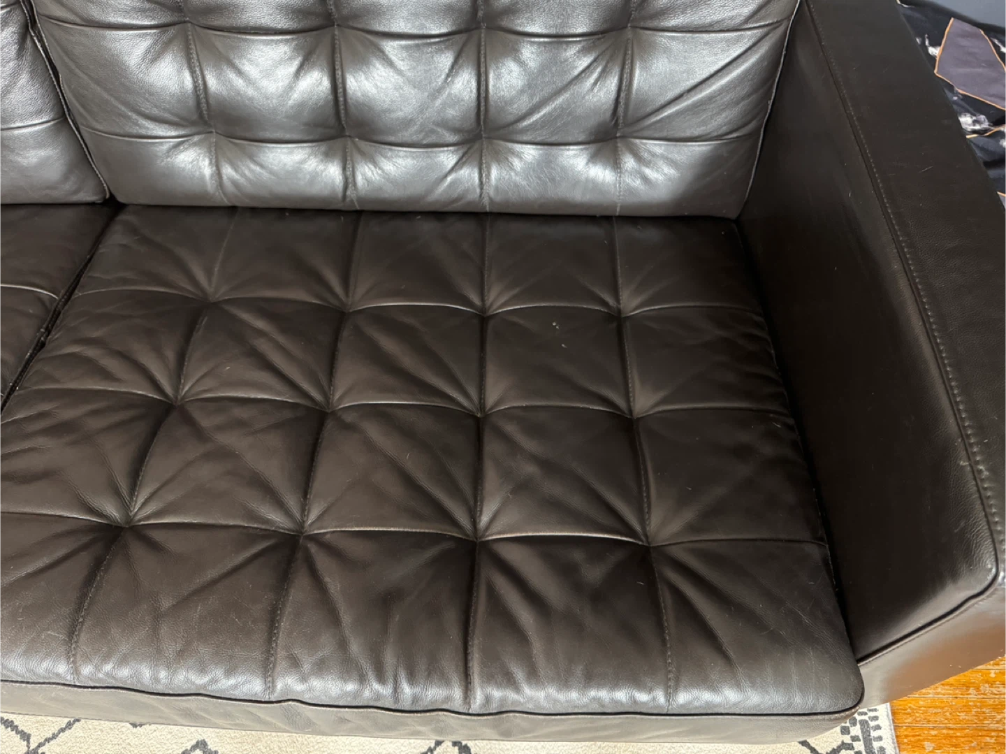 IKEA Morabo Black Leather Sofa - photo 5