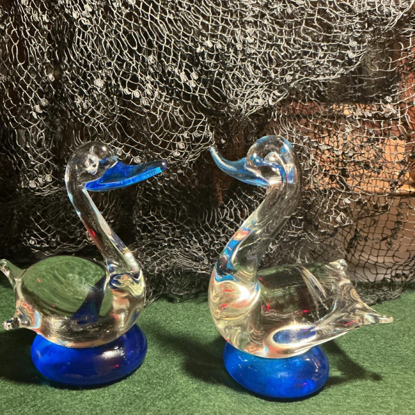 Handblown Murano style Pair of Glass Ducks