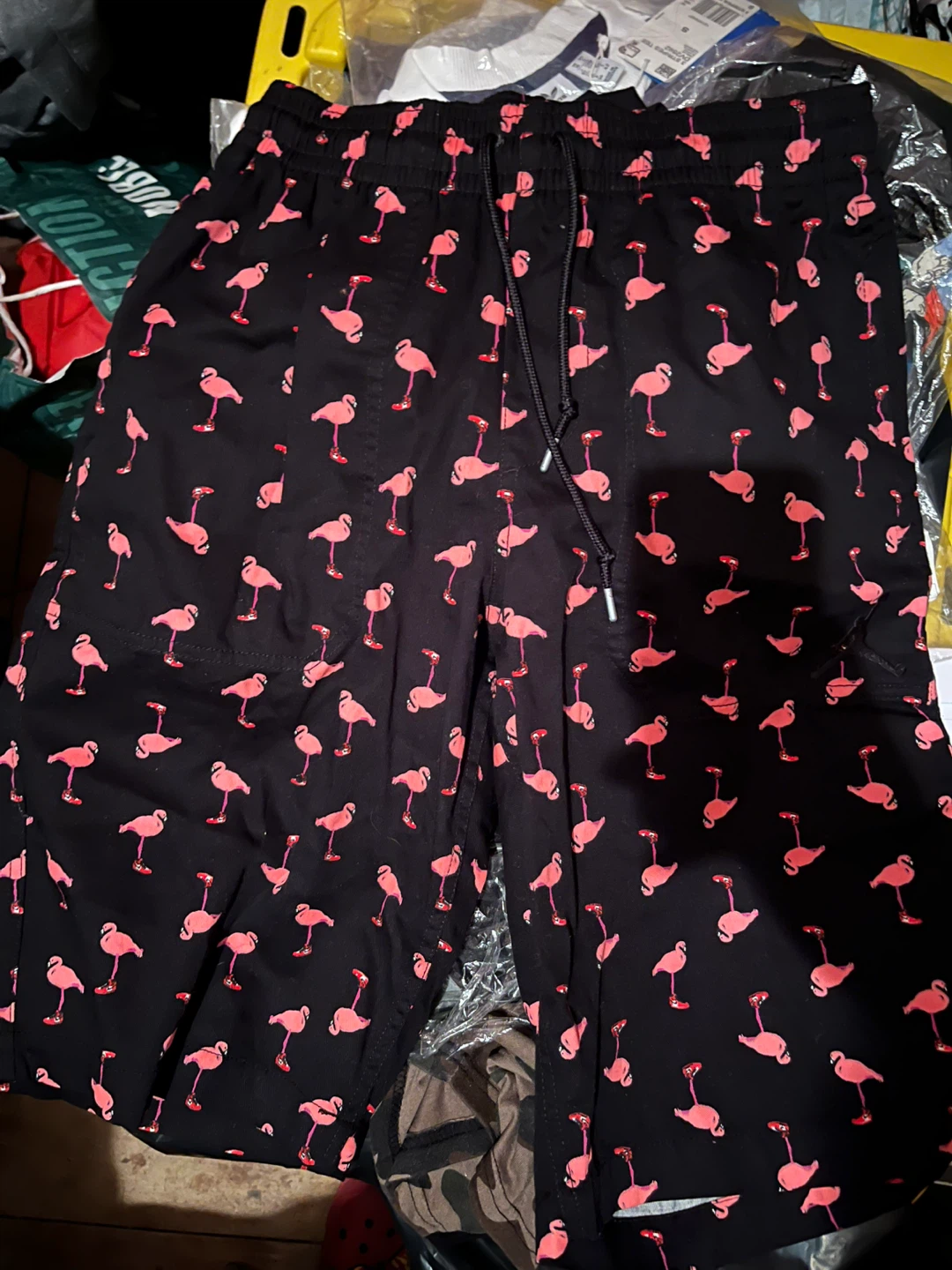 Black Flamingo Print Shorts - photo 2