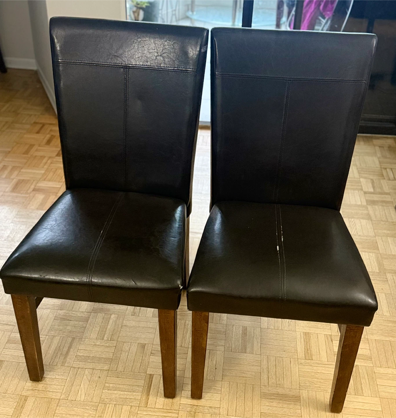 Set of 2 Black Faux Leather Dining Chairs