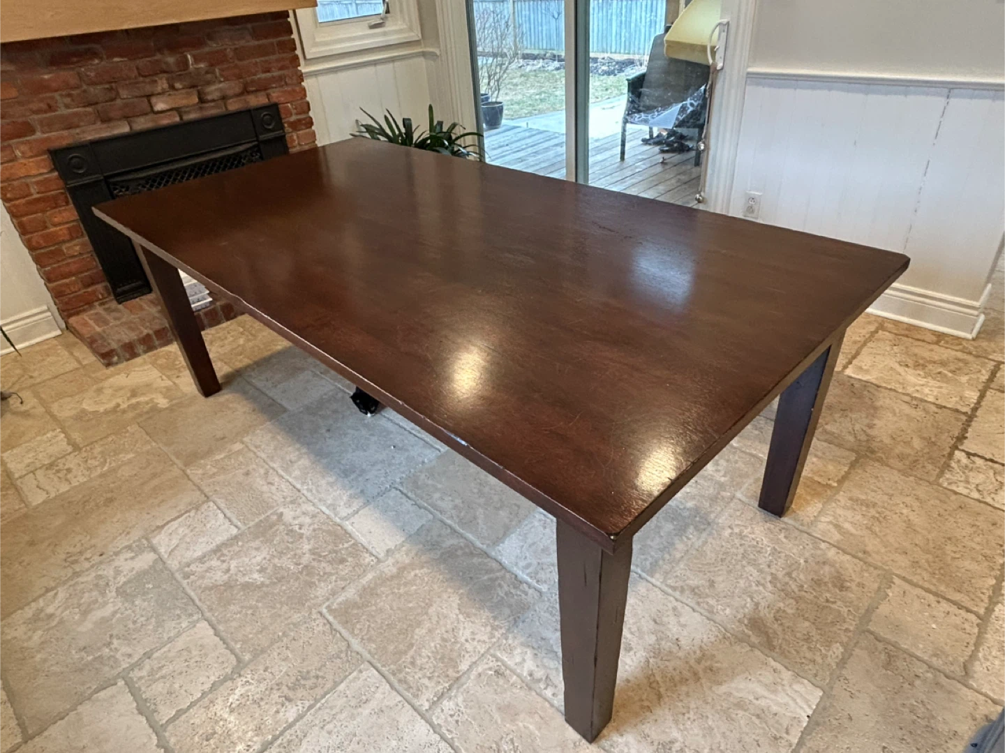 Solid Wood Dining Table with Bench - photo 5