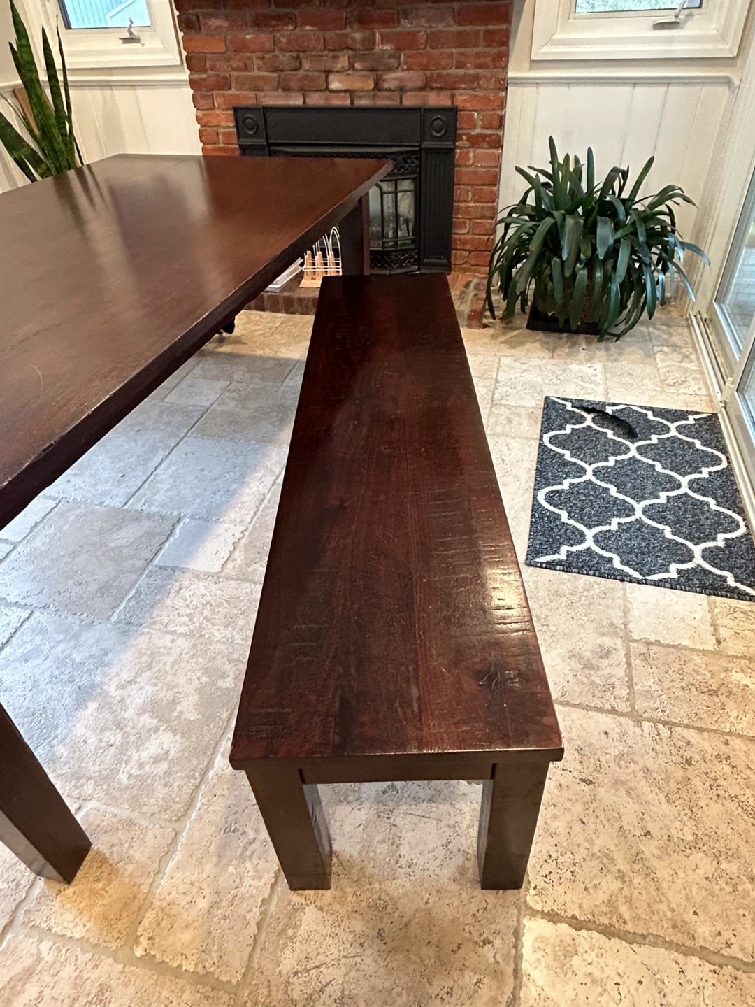 Solid Wood Dining Table with Bench - photo 2