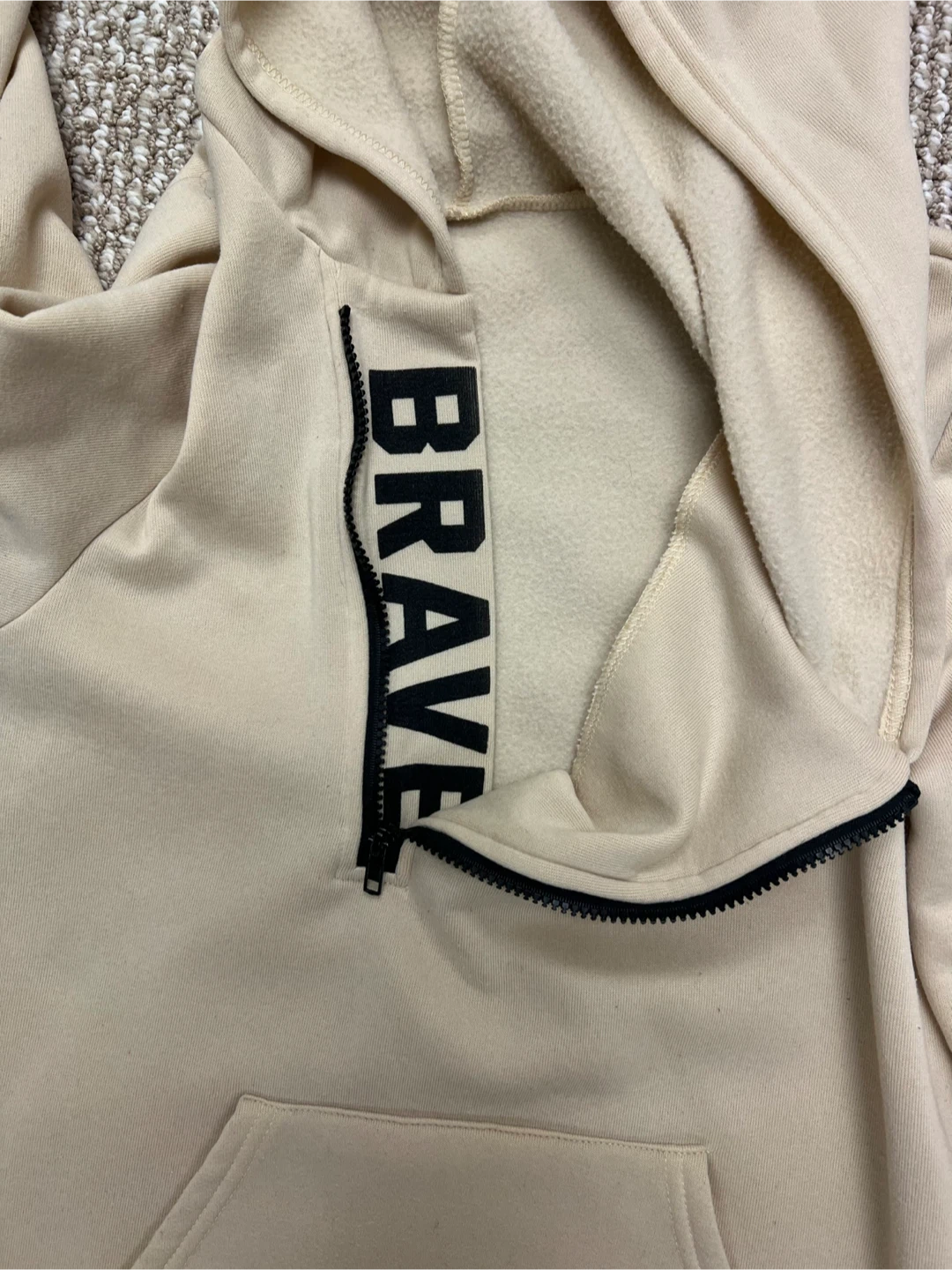 SHEIN Teen Quarter Zip Hoodie Size 14Y Beige - photo 2