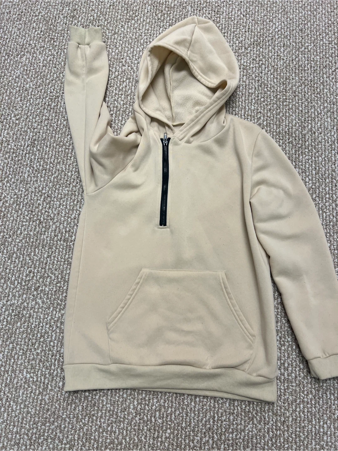 SHEIN Teen Quarter Zip Hoodie Size 14Y Beige