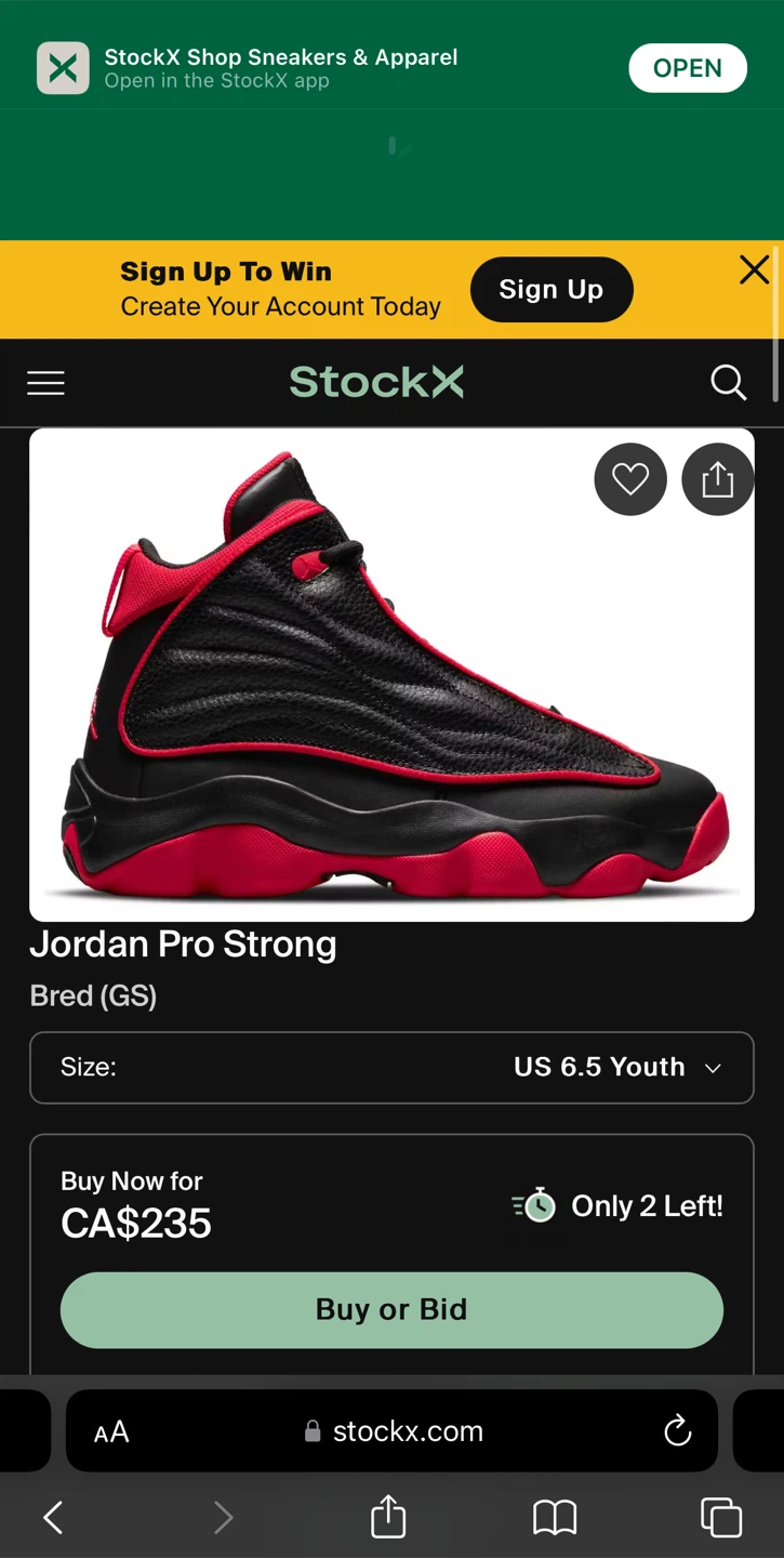 BRAND NEW Jordan Pro Strong "Bred" Youth Sneakers - photo 2