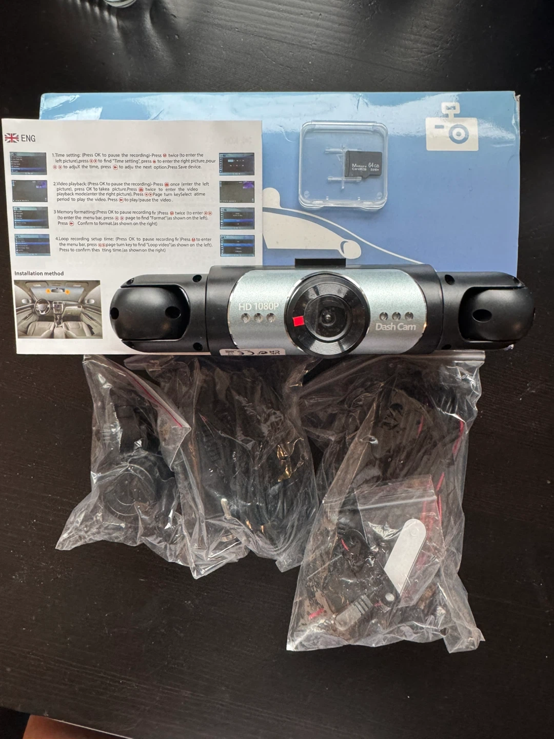 BNIB HD 1080P Dash Cam with 64GB Memory Card